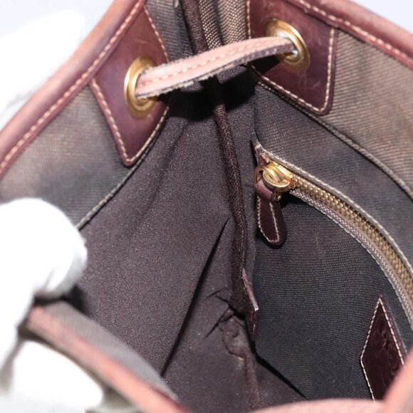 PRADA Shoulder Bag Canvas Dark Brown gold Auth ka080 - Picture 13 of 16